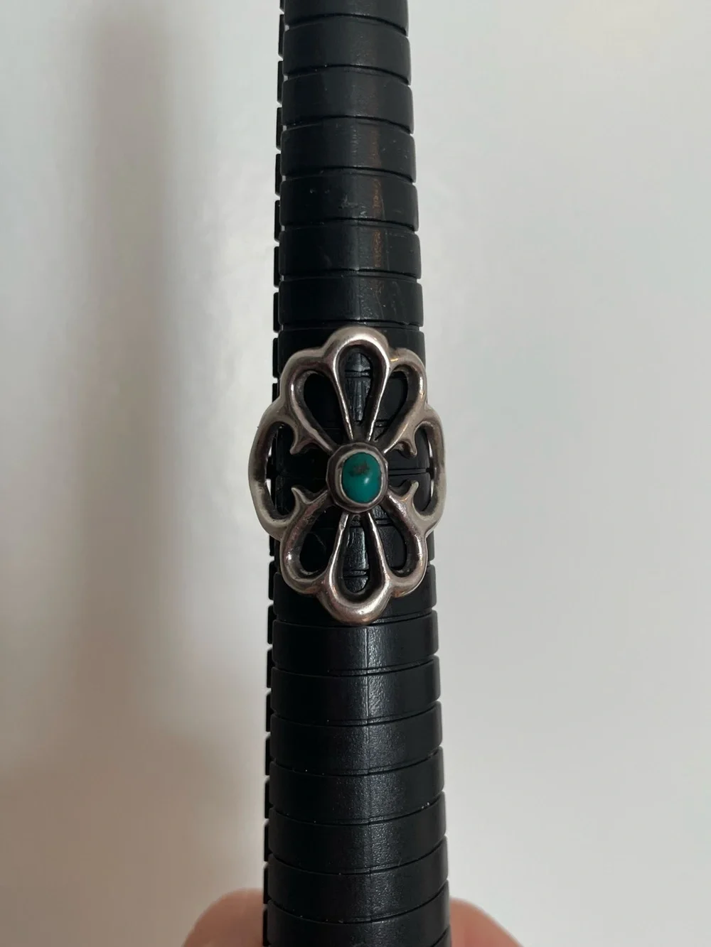 Sterling and Turquoise Sandcast Ring